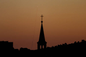An interceptor missile is seen from Jerusalem