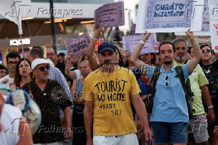 Alicante residents and collectives protest against mass tourism in the  southeastern Spanish city.