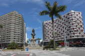 Vista da praça da Independência, em Santos, litoral de São Paulo