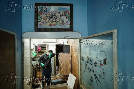 Sandro Duarte em seu pet shop no bairro Mathias Velho, em Canoas