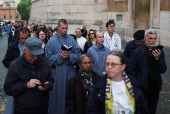 People visit the tomb of the late Pope Francis in the Papal Basilica of Saint Mary Major (Santa Maria Maggiore), in Rome