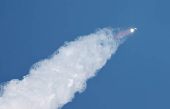 SpaceX's next-generation Starship spacecraft atop its Super Heavy booster is prepared for launch