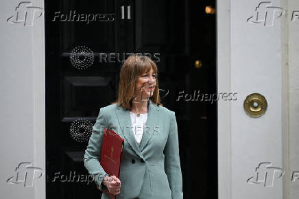 Britain's Chancellor of the Exchequer Reeves leaves 11 Downing Street, in London