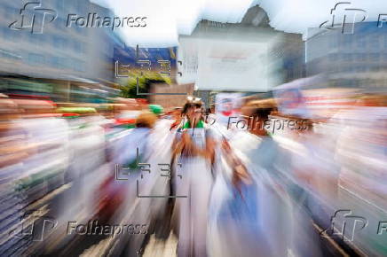 Health unions and workers protest use of aid withholding as weapon of war in Brussels