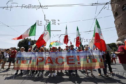 Stop ReArm Europe demonstration against war in Rome