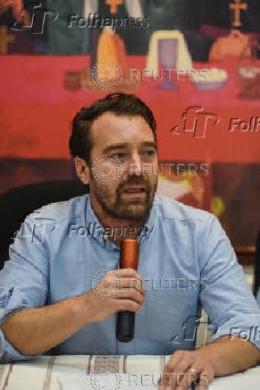Executive Director of Cristosal Noah Bullock addresses the media, in Guatemala City
