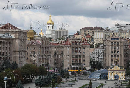 A view shows the Independence Square of Ukrainian capital in central Kyiv