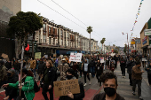 Protest against federal immigration sweeps, in San Francisco