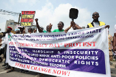 Nigerians demonstrates on the streets of Lagos to commemorate Nigeria's Democracy Day in Lagos