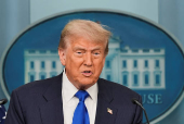 U.S. President Trump speaks to the media at the White House in Washington