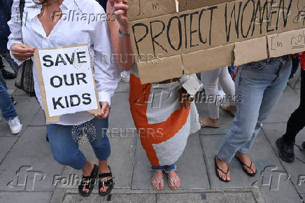 Anti-immigration protest outside the Britannia International Hotel, in Canary Wharf
