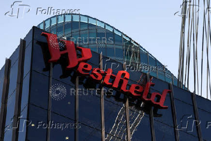 A logo is displayed above a Westfield shopping centre, Sydney