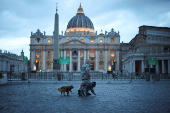 St. Peter's Square ahead of the conclave to elect the next pope as seen from Rome