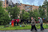 Aftermath of a Russian drone attack in Kharkiv