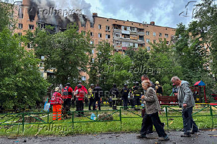 Aftermath of a Russian drone attack in Kharkiv