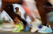 Runner competes in the Comrades Marathon, South Africa