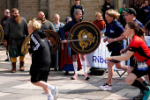 Denmark's King Frederik participates in Royal Run in the old city of Ribe