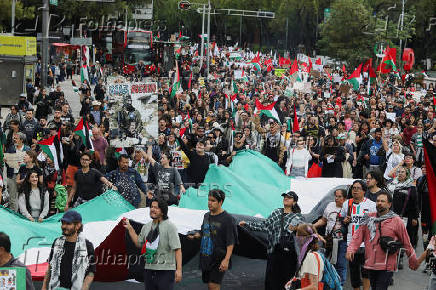 People protest in support of the Palestinians in Mexico City