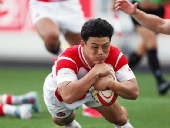 Japan beats Wales at a rugby test match