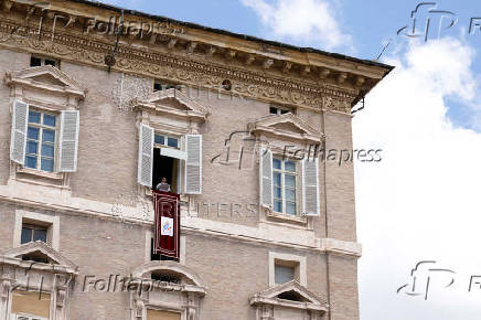 Pope Leo XIV leads the Angelus prayer at Vatican