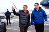 Denmark's King Frederik and Greenland's Prime Minister Jens-Frederik Nielsen arrive in Nuuk