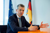 German Minister for Special Tasks and Head of the Federal Chancellery Frei attends an interview with Reuters, in Berlin