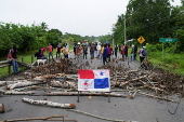 Embera people protest against government's social reforms and Memorandum of Understanding between Panama and the U.S, in Arimae