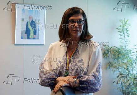 Brazilian state-run oil firm Petrobras CEO Magda Chambriard attends an interview with Reuters in Rio de Janeiro