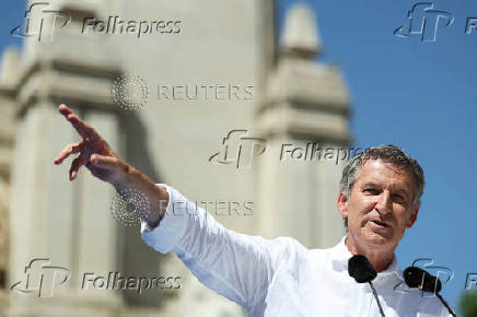 Spain's opposition party, the PP, holds a protest against the government of Prime Minister Pedro Sanchez, in Madrid