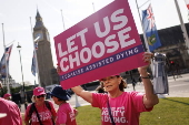 Protests ahead of debate on the assisted dying bill in Parliament