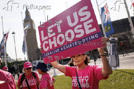 Protests ahead of debate on the assisted dying bill in Parliament