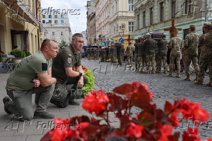 Funeral of twelve Ukrainian servicemen in Lviv
