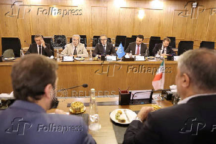 IAEA Director General Rafael Grossi meets with the head of Iranian Atomic Energy Organisation, Mohammad Eslami, in Tehran