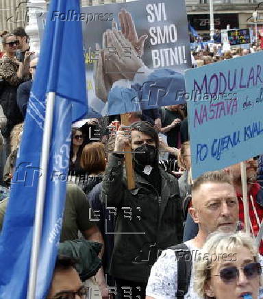 Teachers and education workers rally for reforms in Zagreb, Croatia
