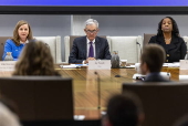 Chairman of the Federal Reserve Jerome Powell leads a Federal Reserve Board open meeting