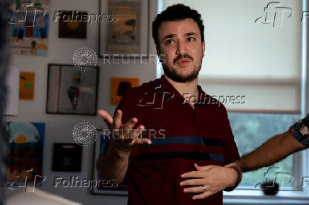 Mahmoud Khalil speaks in an interview with Reuters in New York City