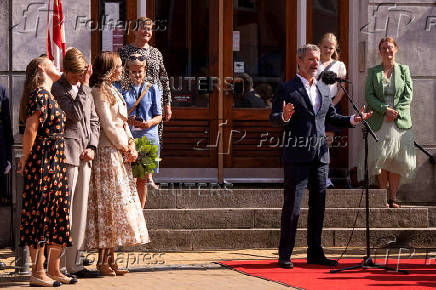 Denmark's King Frederik, Queen Mary, Princess Isabella and Prince Vincent are received in Graasten