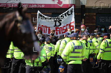 Britain First group hold 'March for Remigration' in Manchester