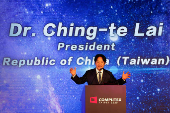 Taiwan President Lai Ching-te delivers a speech at the opening ceremony of Computex in Taipei