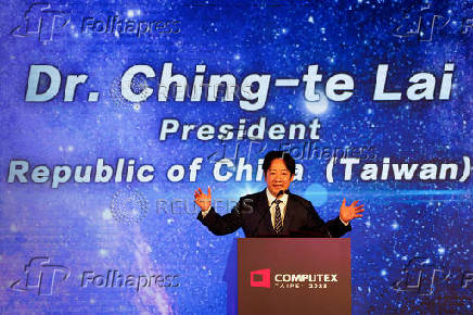 Taiwan President Lai Ching-te delivers a speech at the opening ceremony of Computex in Taipei