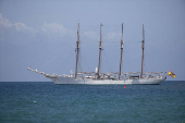 El Juan Sebastián Elcano sale de Santo Domingo con la princesa Leonor rumbo a Nueva York