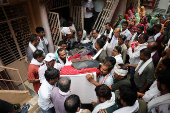 Family members carry the coffin of Ranvirsinh Chavda in Ahmedabad