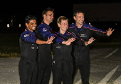 The Axiom-4 crew greet family members before their mission to the International Space Station