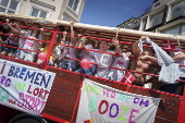 Newly graduated students celebrate end of high school in the streets of Copenhagen