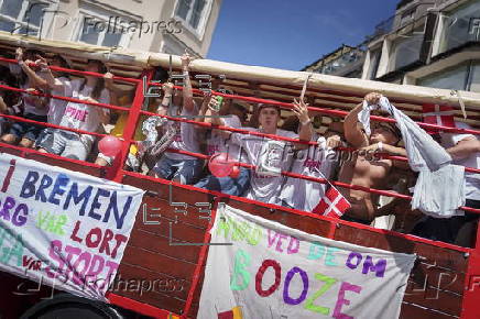 Newly graduated students celebrate end of high school in the streets of Copenhagen
