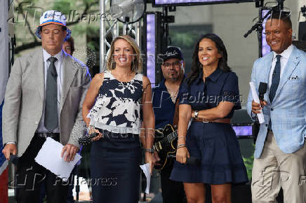 Hosts Daly, Dreyer, Jarrett and Melvin smile during a taping of the 'TODAY' show in New York