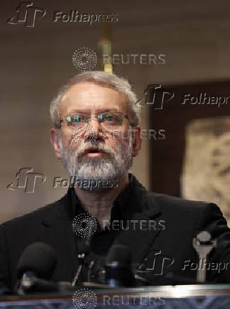 Iran's Supreme National Security Council Secretary Ali Larijani speaks after meeting with Lebanese Parliament Speaker Nabih Berri, in Beirut