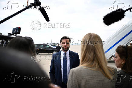 U.S. Vice President Vance speaks to the press after paying his respects to victims of the Annunciation in Minneapolis