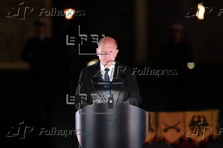 Military grand tattoo in honor of acting German Chancellor Olaf Scholz