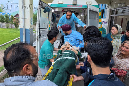 A girl who, according to her relatives, was injured in a cross border shelling in Uri sector is rushed to hospital for treatment in north Kashmir's Uri